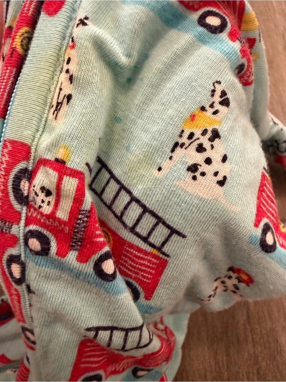 Kids Light Blue Fire Truck One-Piece Pajamas